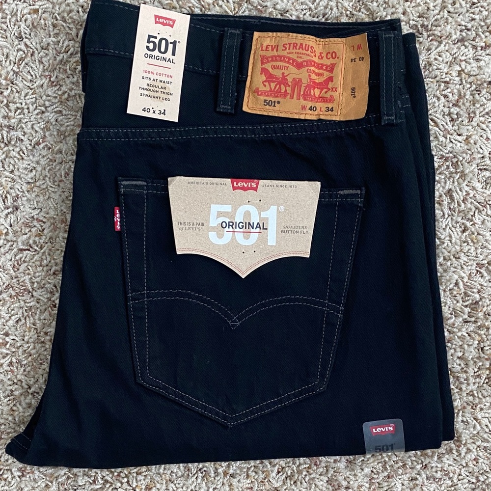 Levi’s 501 Original Straight Leg Black Jeans Size 40 x 34
